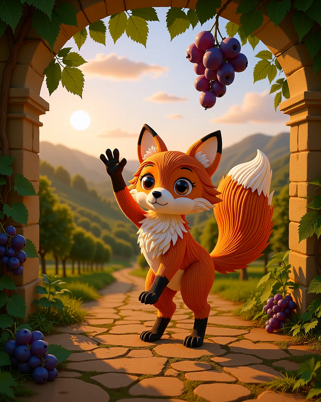The Fox and the Grapes — scene 1