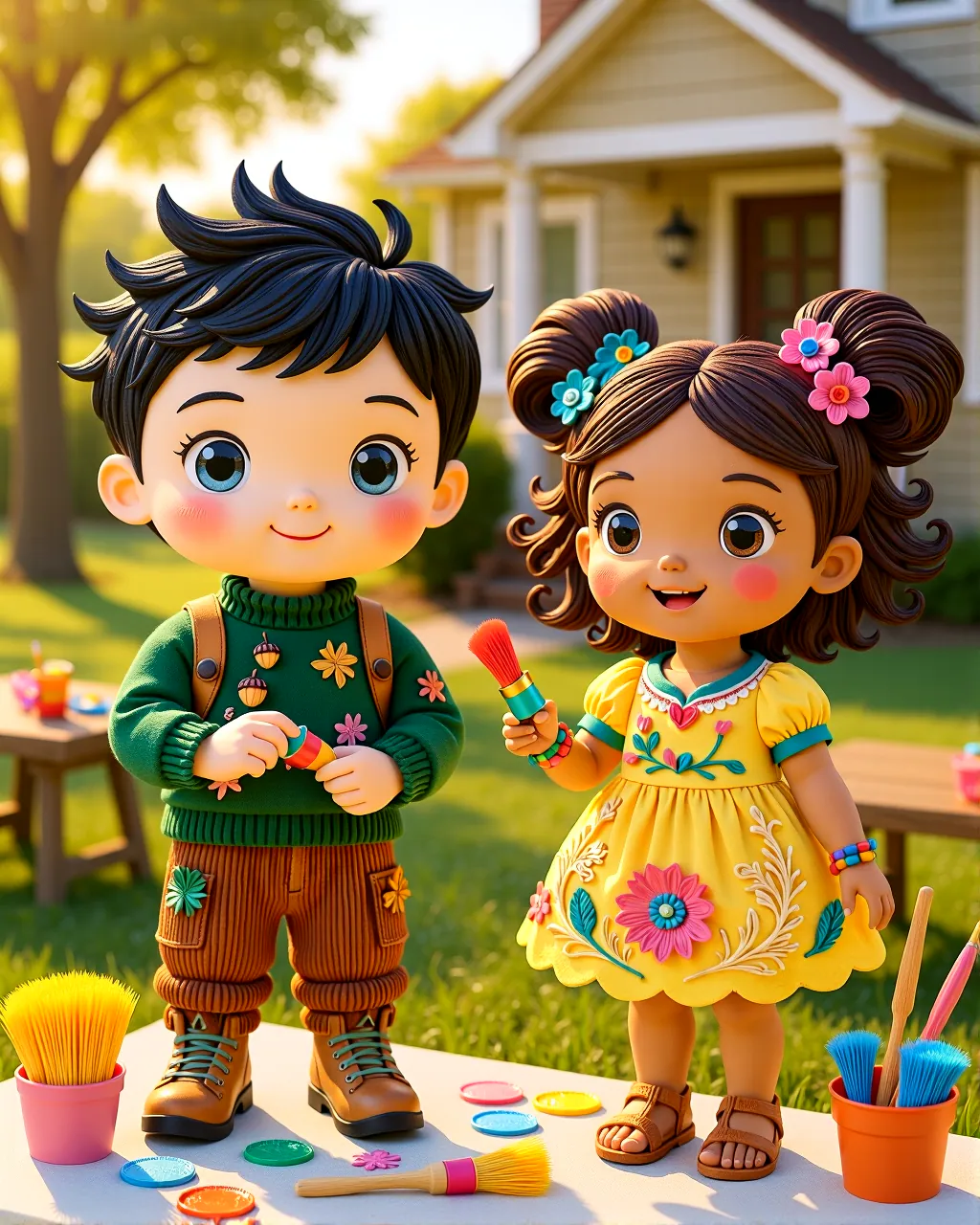 Milo and Nana Paint Hearts Happy — scene 1